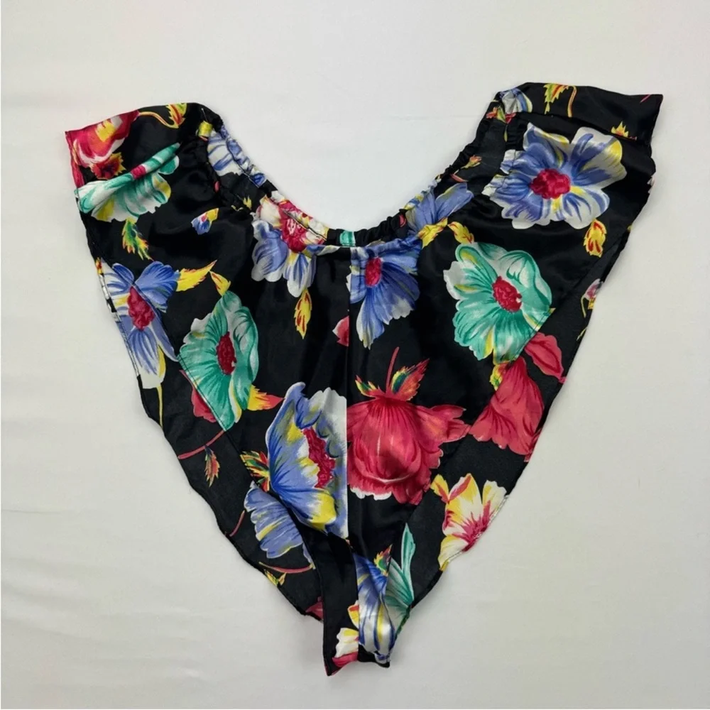 Victoria's Secret Gold Tag Dark Botanical Satin‎ Moody High Cut  Floral Brief Sm